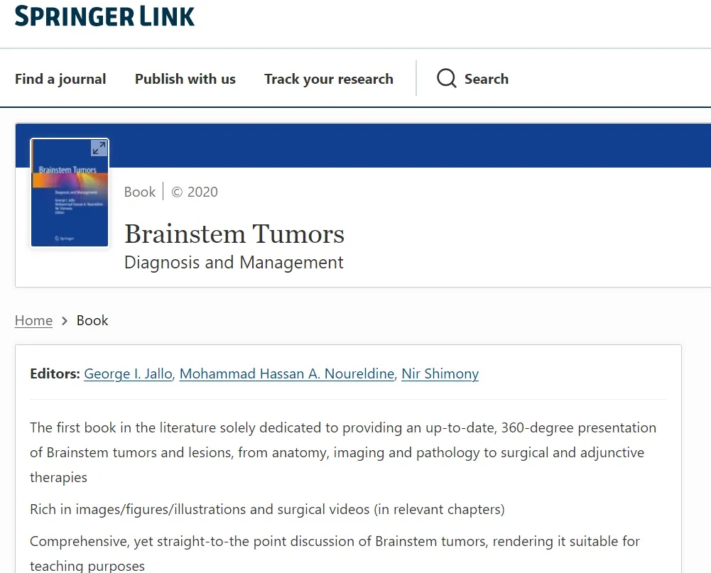 2020年出版的国际脑干手术专著《Brainstem Tumors》图片
