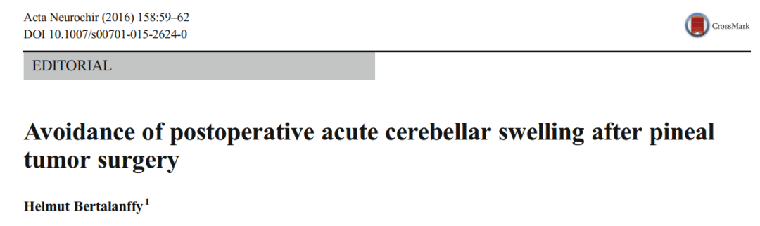 《Avoidance of postoperative acute cerebellar swelling after pineal tumor surgery》论文