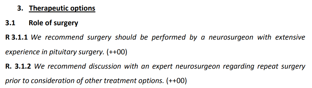 2018年1月《European Journal of Endocrinology》发布了欧洲内分泌协会授权的指南（European society of Endocrinology Clinical Practice Guidelines for the management of aggressive pituitary tumours and carcinomas）（DOI:10.1530/EJE-17-0796）。