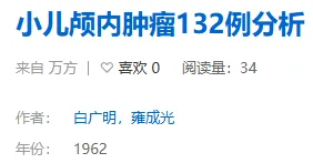 白广明教授总结的《小儿颅内肿瘤132例分析》成为中国小儿神经外科里程碑式的论著