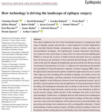 论文《How technology is driving the landscape of epilepsy surgery》中提出：自从第一次随机临床试验(RCT)显示颞叶切除术优于药物治疗难治性颞叶癫痫以来，癫痫手术的前景就发生了巨大变化——正在从开放的切除手术向微创的、神经调节的、靶向性断开或消融手术转变。