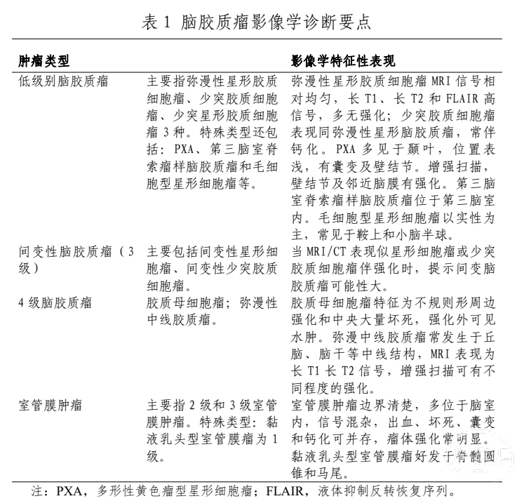 脑胶质瘤影像学诊断要点