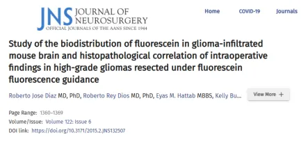荧光素在胶质瘤侵袭性小鼠脑中的生物分布研究及高等级胶质瘤术中荧光指导切除的组织病理学相关性