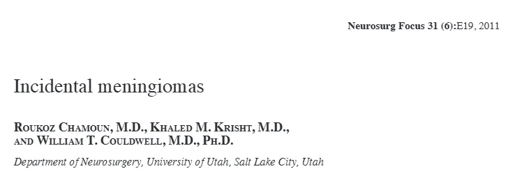 参考资料：INC国际神经外科医生集团旗下世界神经外科顾问团（WANG）成员William T. Couldwell教授等发表在Neurosurg Focus论文。