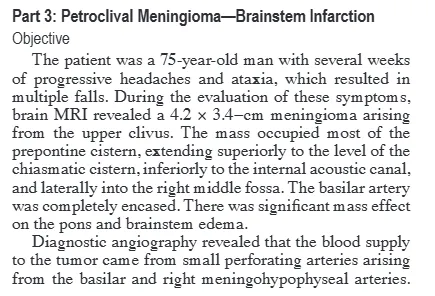 基底动脉被完全包裹，脑桥及脑干存在显著占位效应与水肿。