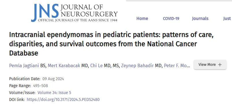 908例儿童室管膜瘤研究 揭示其预后因素