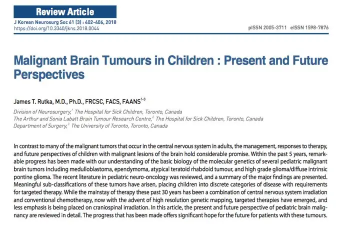 脑瘤就是脑癌吗？聚焦儿童恶性脑瘤：James T. Rutka教授解析治疗现状与未来展望