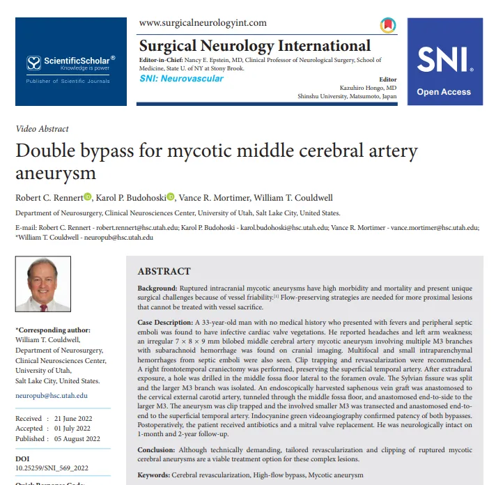 Double bypass for mycotic middle cerebral artery aneurysm