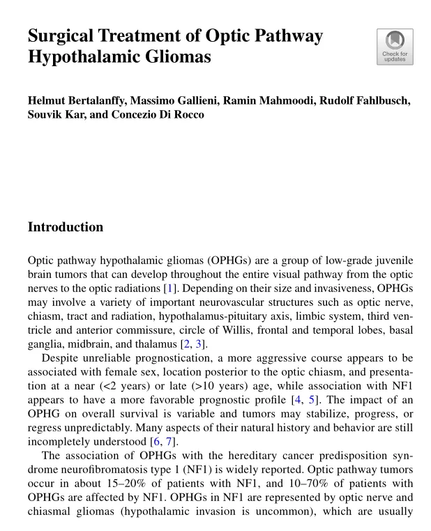 Surgical Treatment of Optic Pathway Hypothalamic Gliomas
