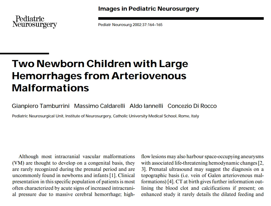 《Two newborn children with large hemorrhages from arteriovenous malformations》