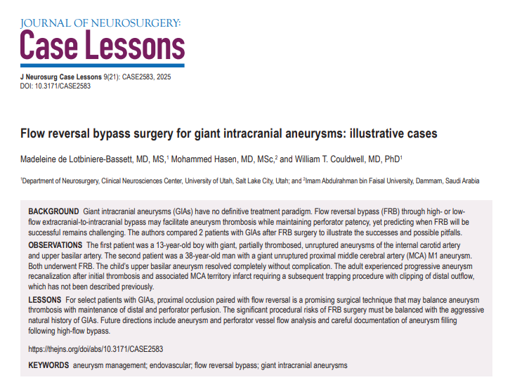 Flow reversal bypass surgery for giant intracranial aneurysms: illustrative cases