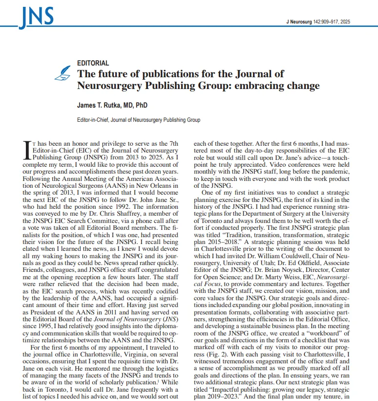 神经外科学杂志出版集团出版的未来：拥抱变革