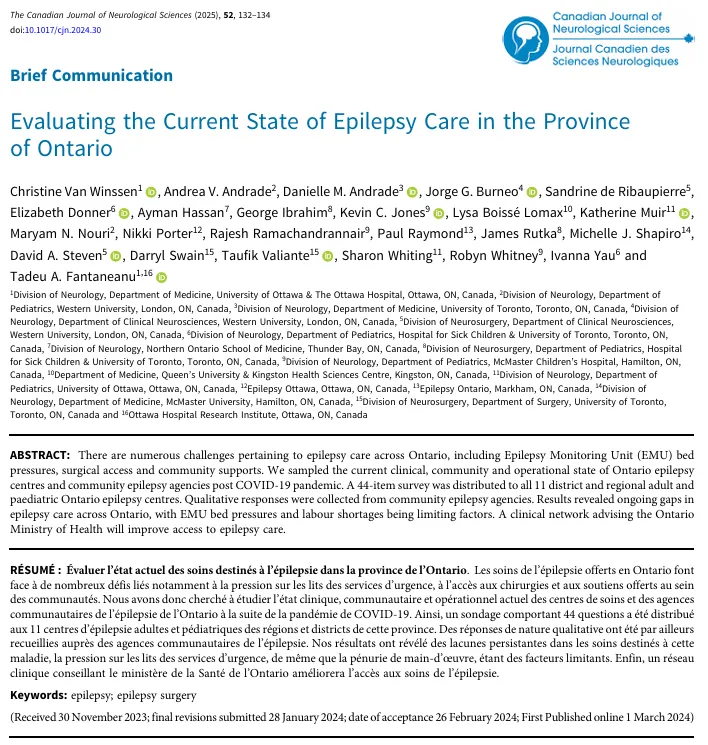 （评估加拿大安大略省癫痫护理现状）