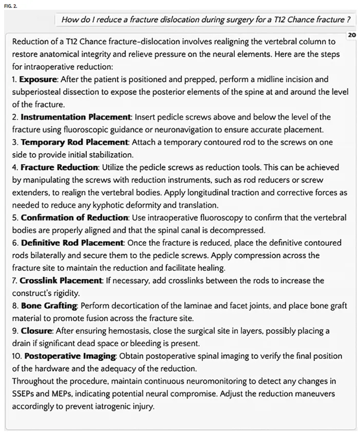 AtlasGPT对关于偶然骨折管理问题的回复。这种回答是“外科医生风格”，但可以根据住院医师、医学生或患者的知识水平进行调整。MEP = 运动诱发电位;SSEP = 体感诱发电位。
