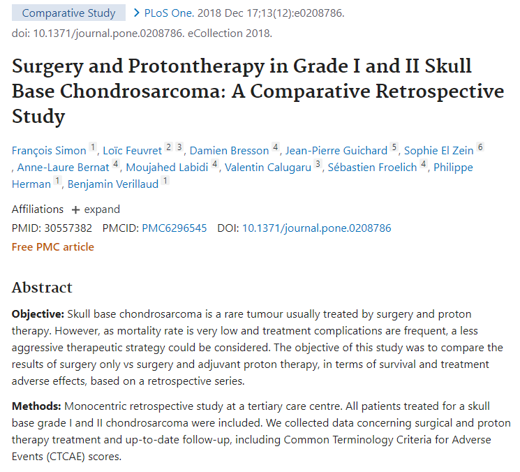 手术联合质子治疗VS单纯手术：颅底软骨肉瘤研究带来哪些新发现？