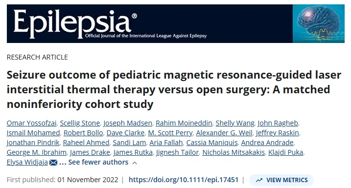 磁共振引导激光间质热疗MRgLITT与开颅手术的儿童癫痫发作结局：一项匹配的非劣效性队列研究