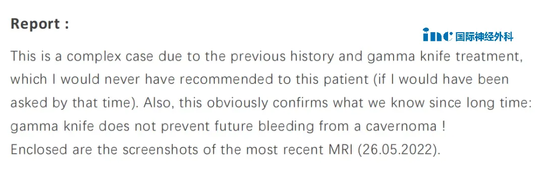 巴教授直言不讳：“如果最初来问我，我不会建议做伽马刀。”