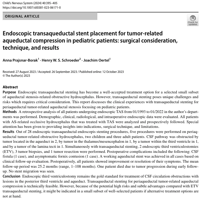 脑瘤导致梗阻性脑积水后，医生在他脑中放了一个支架，症状完全消失