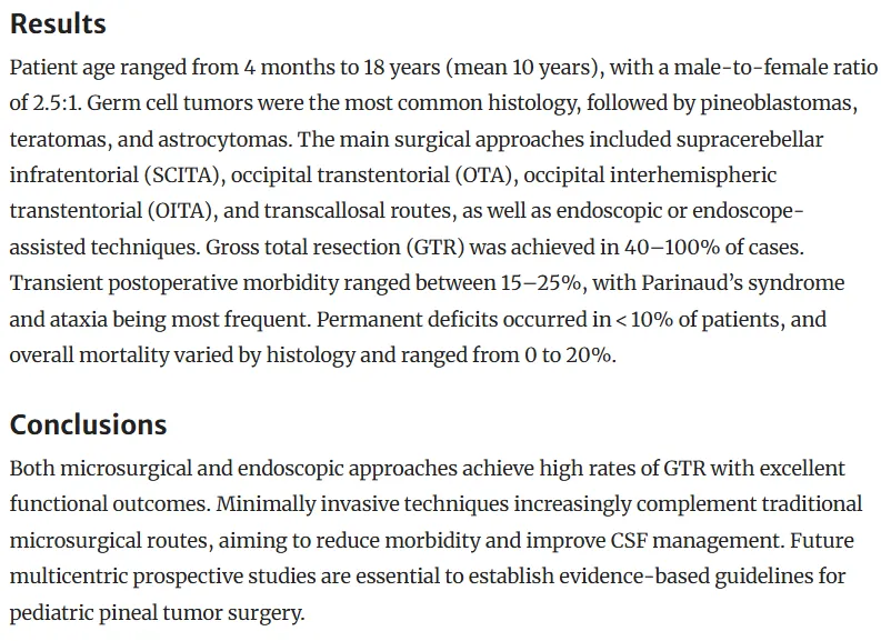 随着近20年来显微外科和内镜技术的改进，儿童松果体区肿瘤的手术格局也在随之升级进步。