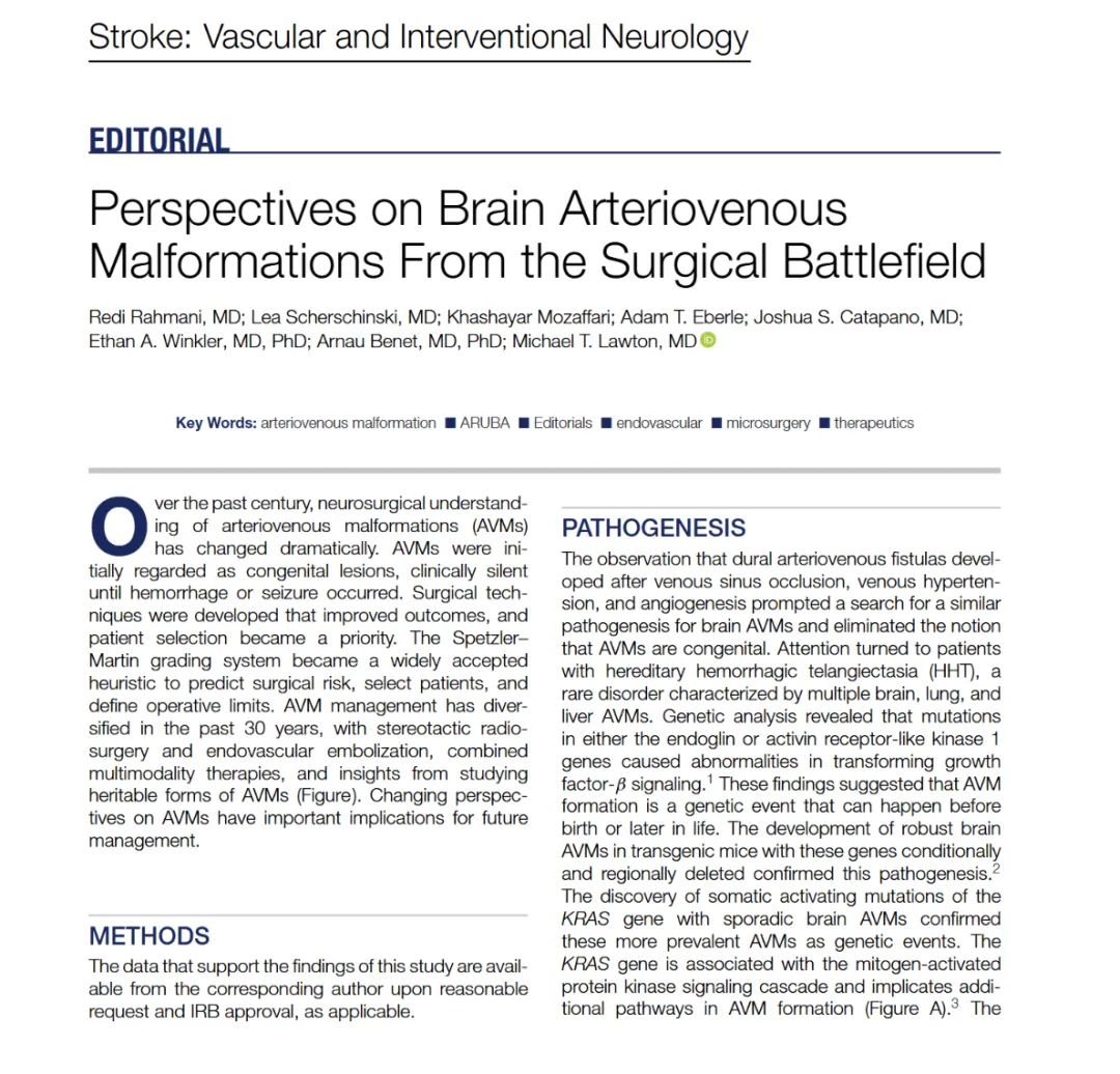 从外科战场视角看脑动静脉畸形：发病机制、争议与治疗抉择