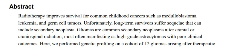 The genetic landscape of gliomas arising after therapeutic radiation