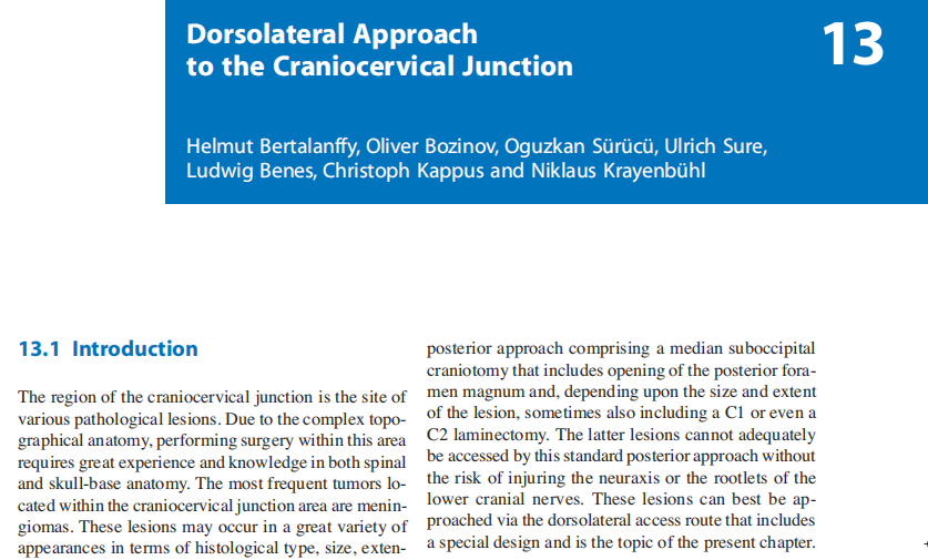 《Dorsolateral Approach to the Craniocervical Junction 背外侧入路到颅颈交界》