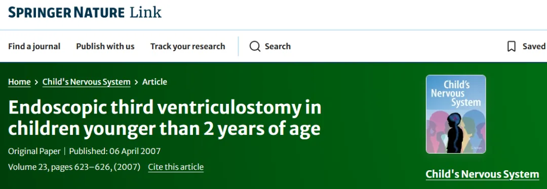 Endoscopic third ventriculostomy in children younger than 2 years of age