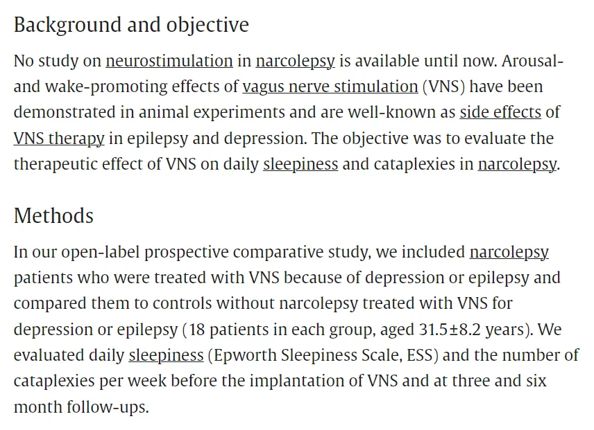Vagus nerve stimulation for the treatment of narcolepsy