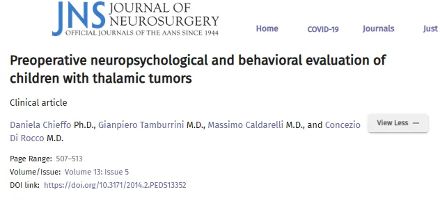 Preoperative neuropsychological and behavioral evaluation of children with thalamic tumors