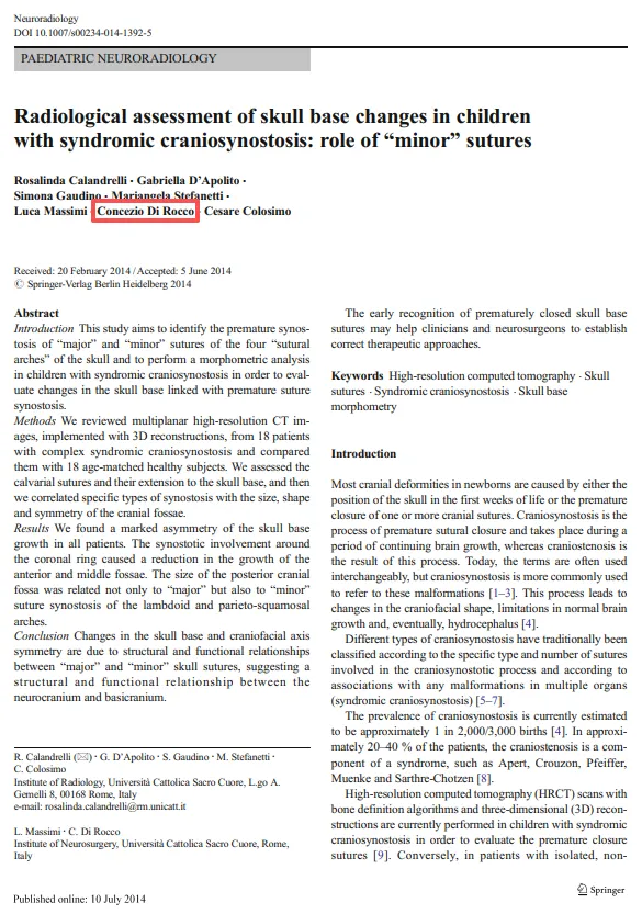 Radiological assessment of skull base changes in children with syndromic craniosynostosis: role of "minor" sutures