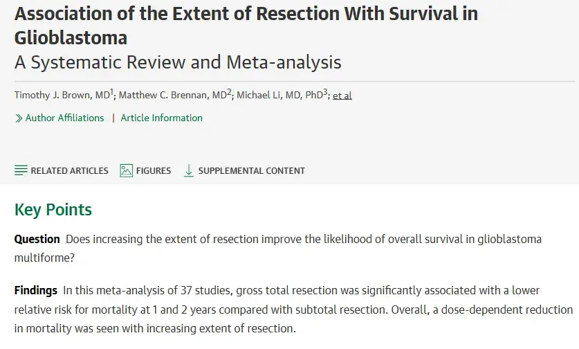 Association of the Extent of Resection With Survival in Glioblastoma
