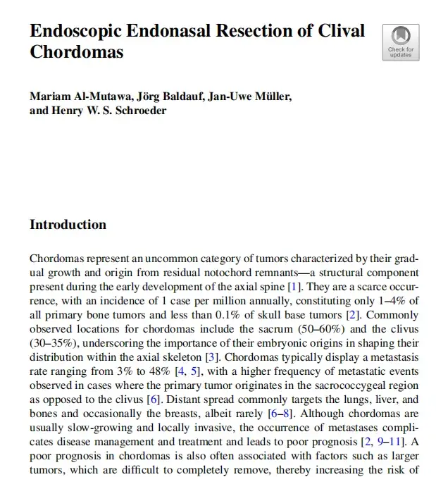Endoscopic Endonasal Resection of Clival Chordomas