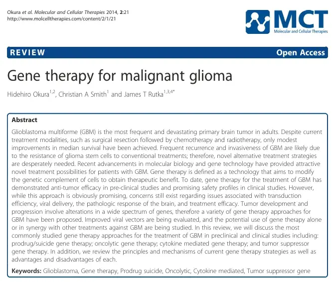 Gene therapy for malignant glioma