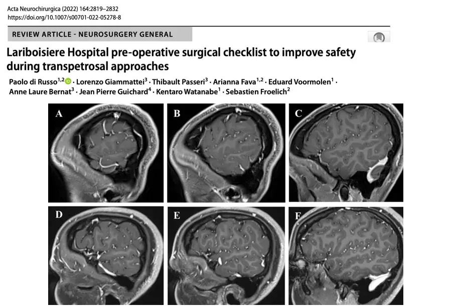 Lariboisiere Hospital pre-operative surgical checklist to improve safety during transpetrosal approaches