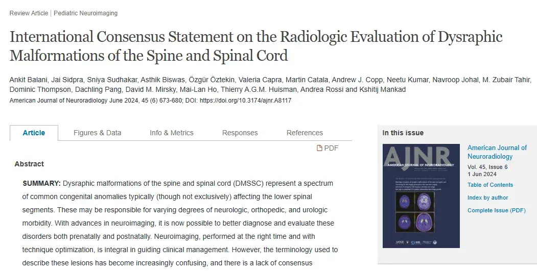 International Consensus Statement on the Radiologic Evaluation of Dysraphic