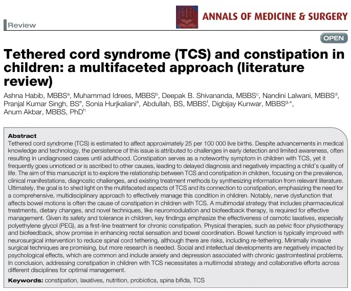 Tethered cord syndrome(TCS) and constipation in children: a multifaceted approach(literature review)