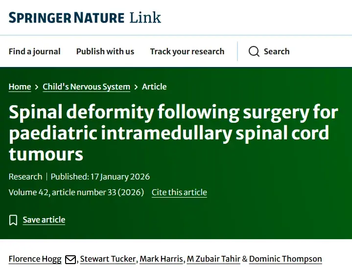 Spinal deformity following surgery for paediatric intramedullary spinal cord tumours