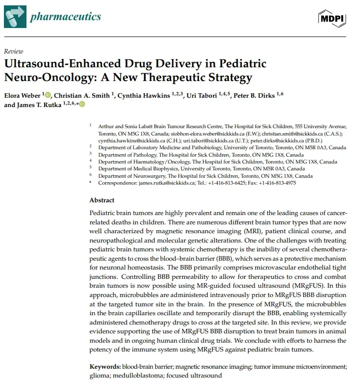 Ultrasound-Enhanced Drug Delivery in Pediatric Neuro-Oncology: A New Therapeutic Strategy