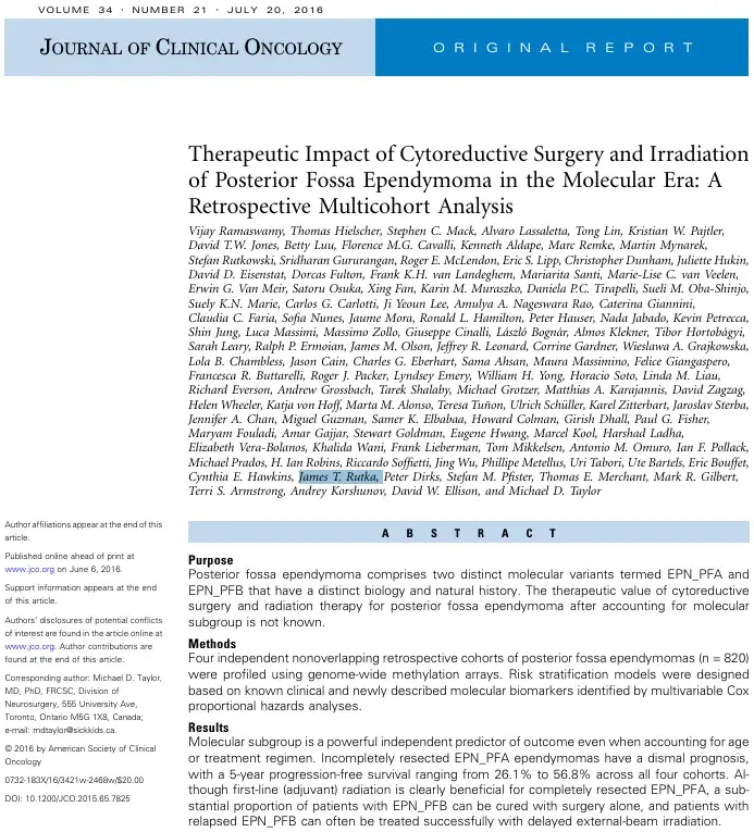 Therapeutic Impact of Cytoreductive Surgery and Irradiation of Posterior Fossa Ependymoma in the Molecular Era: A Retrospective Multicohort Analysis